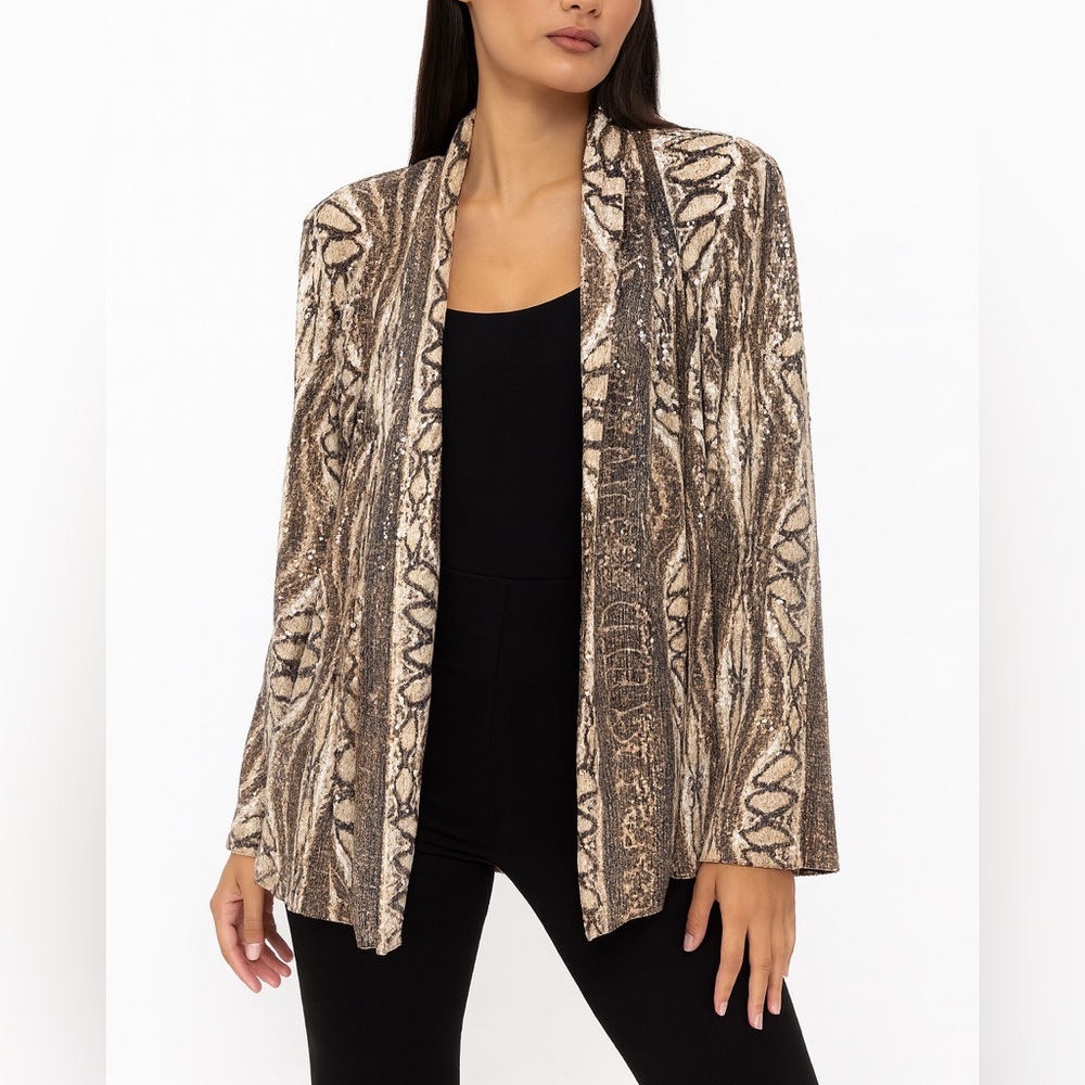 Mango Sequin Snake‎ Print Blazer Jacket Size Large